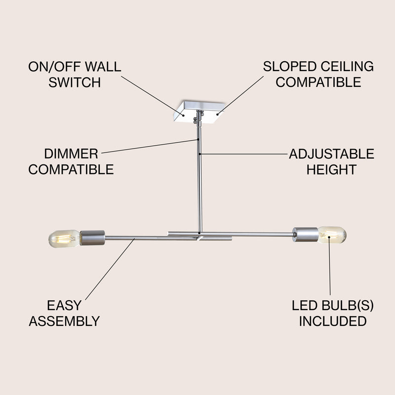 Turing 30.5" Adjustable Metal LED Linear Pendant - JONATHAN Y
