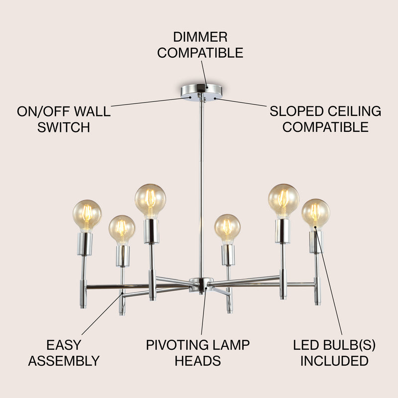 Turing 28.5" Adjustable Height Metal LED Chandelier - JONATHAN Y