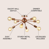 Copper 30.5" Sputnik Metal LED Flush - JONATHAN Y