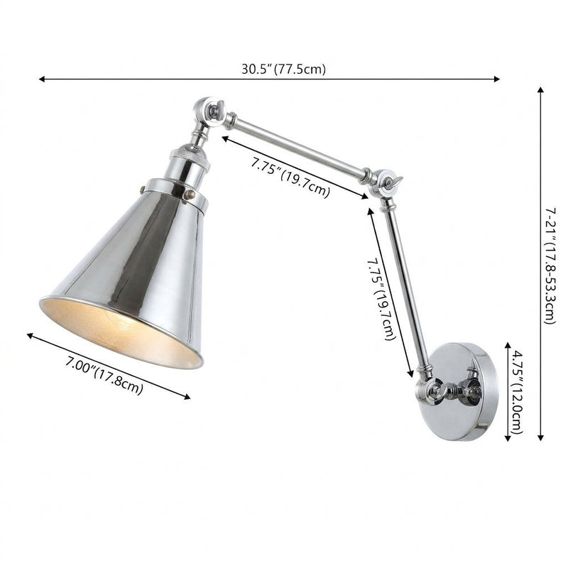 Rover 7" Adjustable Arm Metal LED Wall Sconce Chrome / Set 1 – DIM