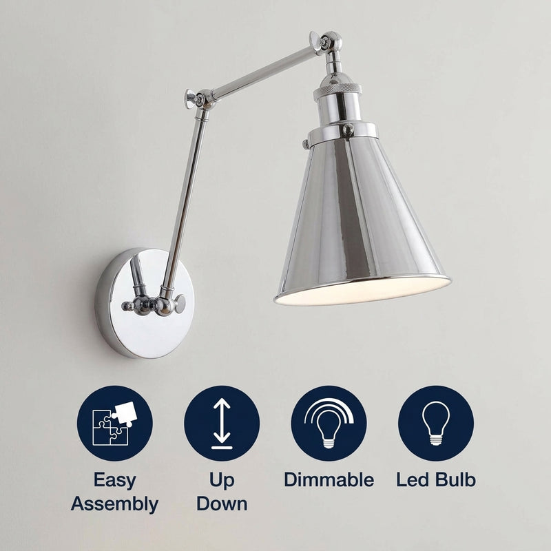 Rover 7" Adjustable Arm Metal LED Wall Sconce Chrome / Set 1 – ICONS