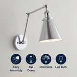 Rover 7" Adjustable Arm Metal LED Wall Sconce Chrome (Set of 2) / Set 2 – ICONS