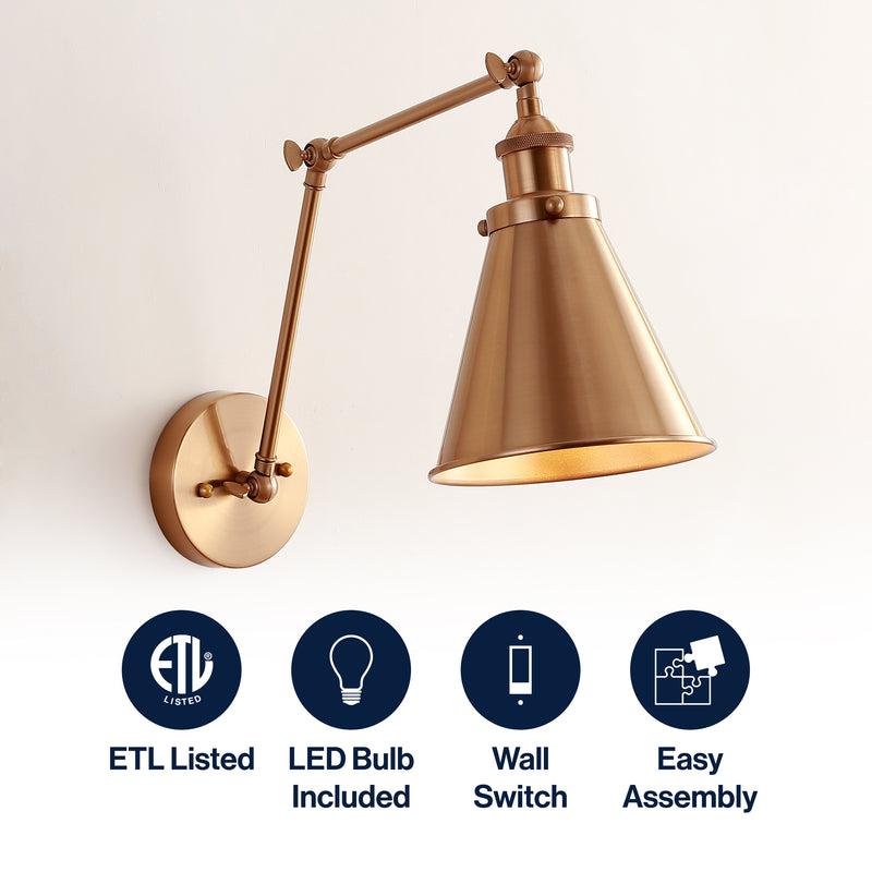 Rover 7" Adjustable Arm Metal LED Wall Sconce