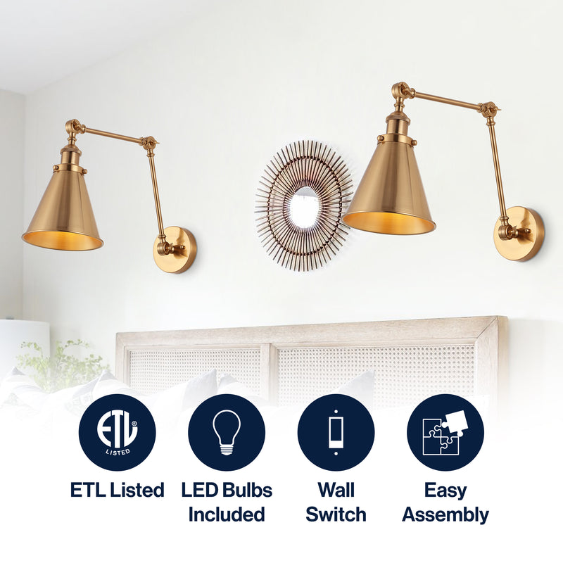 Rover 7" Adjustable Arm Metal LED Wall Sconce