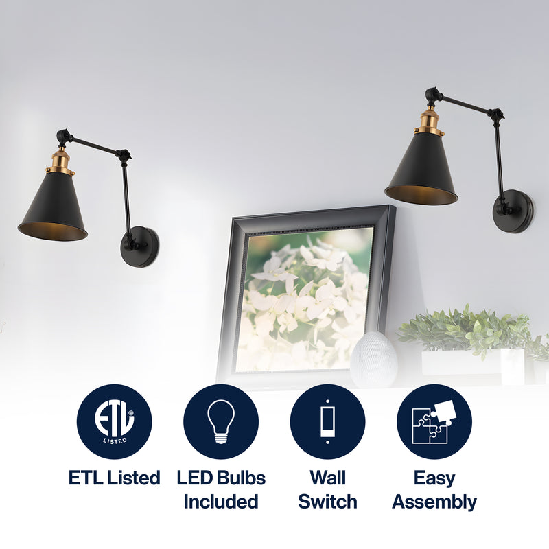 Rover 7" Adjustable Arm Metal LED Wall Sconce