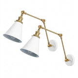 Rover 7" Adjustable Arm Metal LED Wall Sconce White/Brass Gold (Set of 2) / Set 2 – OFF