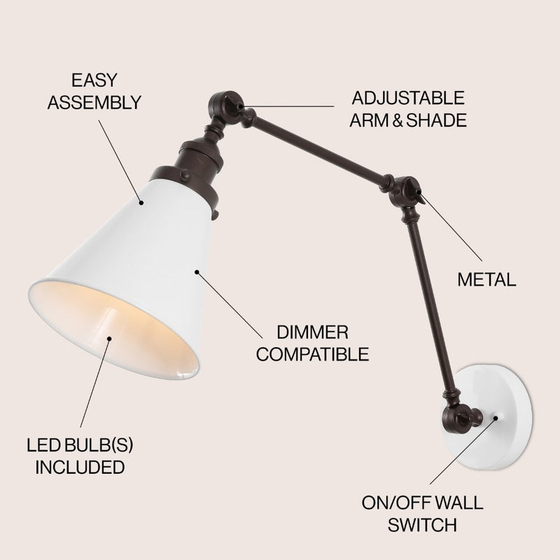 Rover 7" Adjustable Arm Metal LED Wall Sconce
