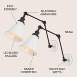 Rover 7" Adjustable Arm Metal LED Wall Sconce