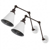 Rover 7" Adjustable Arm Metal LED Wall Sconce White/Oil Rubbed Bronze (Set of 2) / Set 2 – OFF