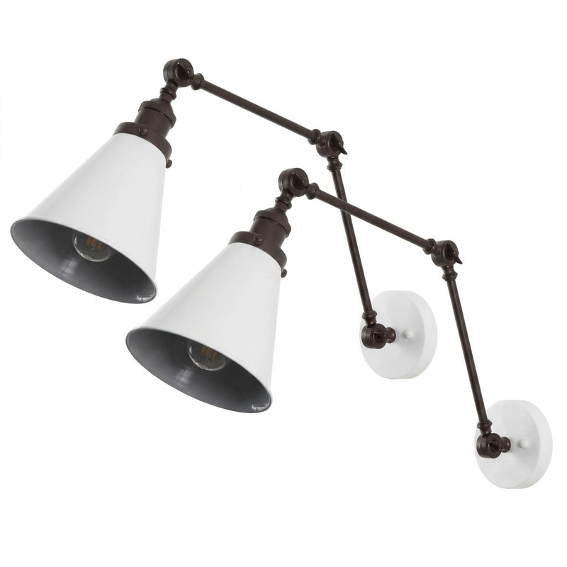 Rover 7" Adjustable Arm Metal LED Wall Sconce White/Oil Rubbed Bronze (Set of 2) / Set 2 – OFF