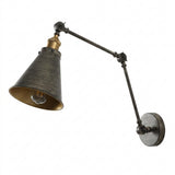 Rover 7" Adjustable Arm Metal LED Wall Sconce Rustic Dark Gray/Brass Gold / Set 1 – OFF