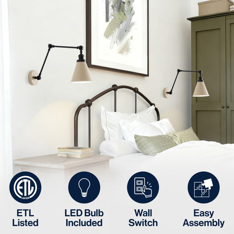 Rover 7" Adjustable Arm Metal LED Wall Sconce