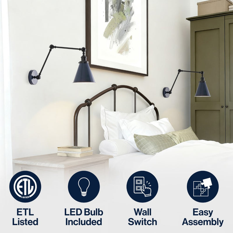 Rover 7" Adjustable Arm Metal LED Wall Sconce