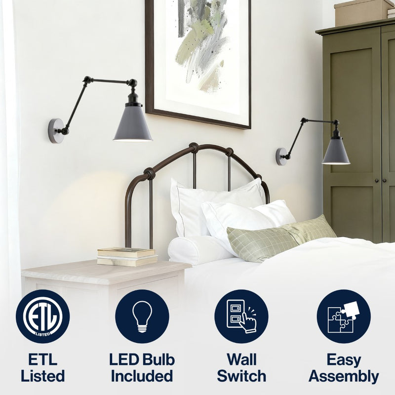 Rover 7" Adjustable Arm Metal LED Wall Sconce
