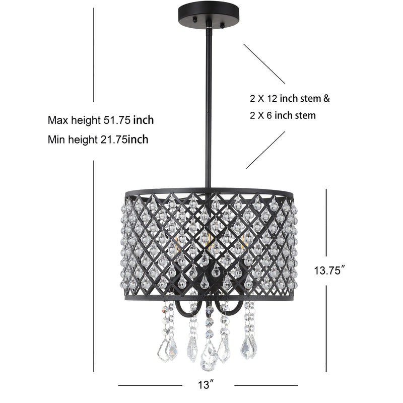 Gigi Metal/Crystal Adjustable LED Drop Chandelier - JONATHAN Y