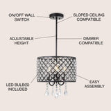 Gigi Metal/Crystal Adjustable LED Drop Chandelier - JONATHAN Y