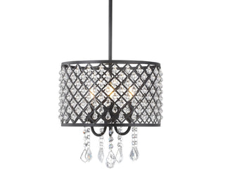 Gigi Metal/Crystal Adjustable LED Drop Chandelier - JONATHAN Y