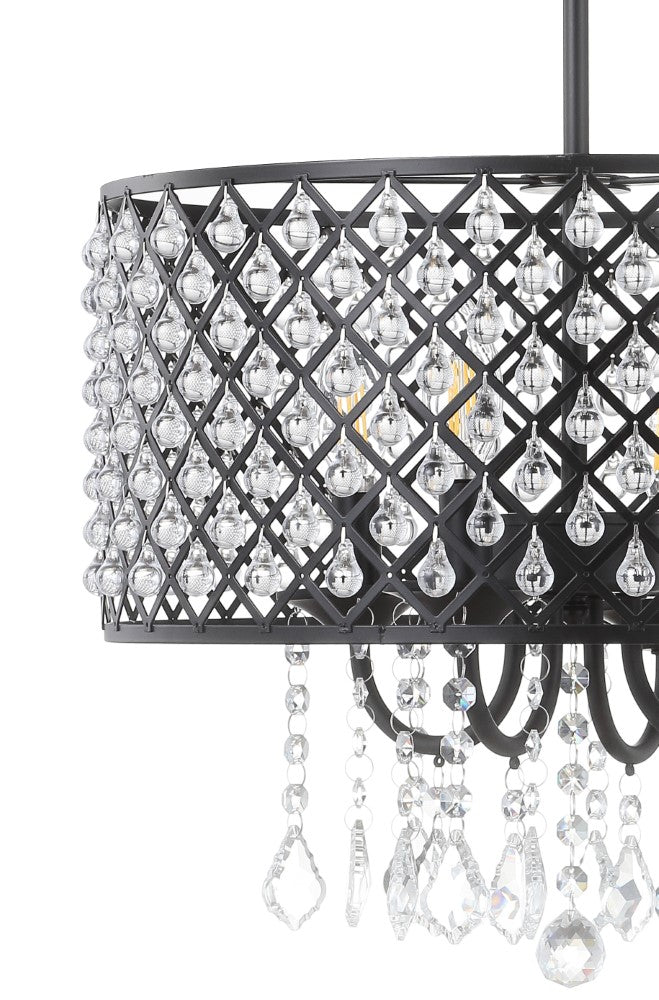 Gigi Metal/Crystal Adjustable LED Drop Chandelier - JONATHAN Y