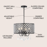 Gigi Metal/Crystal Adjustable LED Drop Chandelier - JONATHAN Y