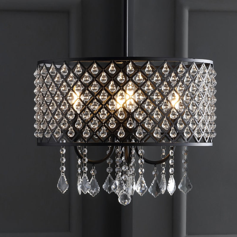 Gigi Metal/Crystal Adjustable LED Drop Chandelier - JONATHAN Y