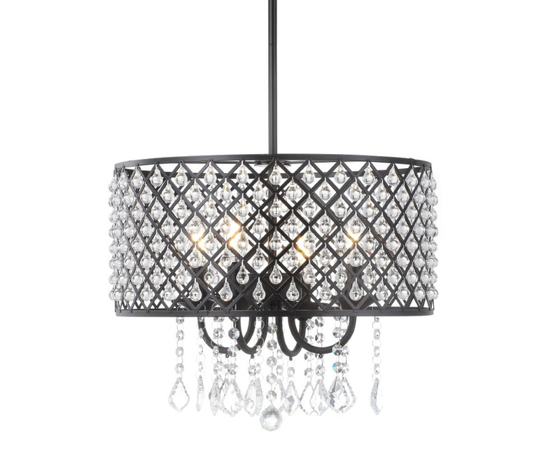Gigi Metal/Crystal Adjustable LED Drop Chandelier - JONATHAN Y