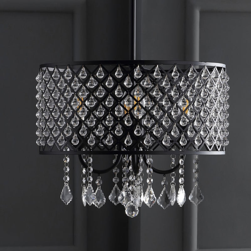 Gigi Metal/Crystal Adjustable LED Drop Chandelier - JONATHAN Y