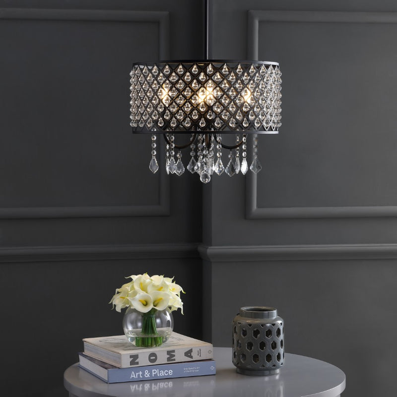 Gigi Metal/Crystal Adjustable LED Drop Chandelier - JONATHAN Y