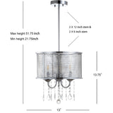 Avah Metal/Crystal Adjustable LED Drop Chandelier - JONATHAN Y