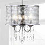 Avah Metal/Crystal Adjustable LED Drop Chandelier - JONATHAN Y