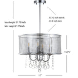 Avah Metal/Crystal Adjustable LED Drop Chandelier - JONATHAN Y