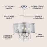 Avah Metal/Crystal Adjustable LED Drop Chandelier