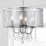Avah Metal/Crystal Adjustable LED Drop Chandelier - JONATHAN Y