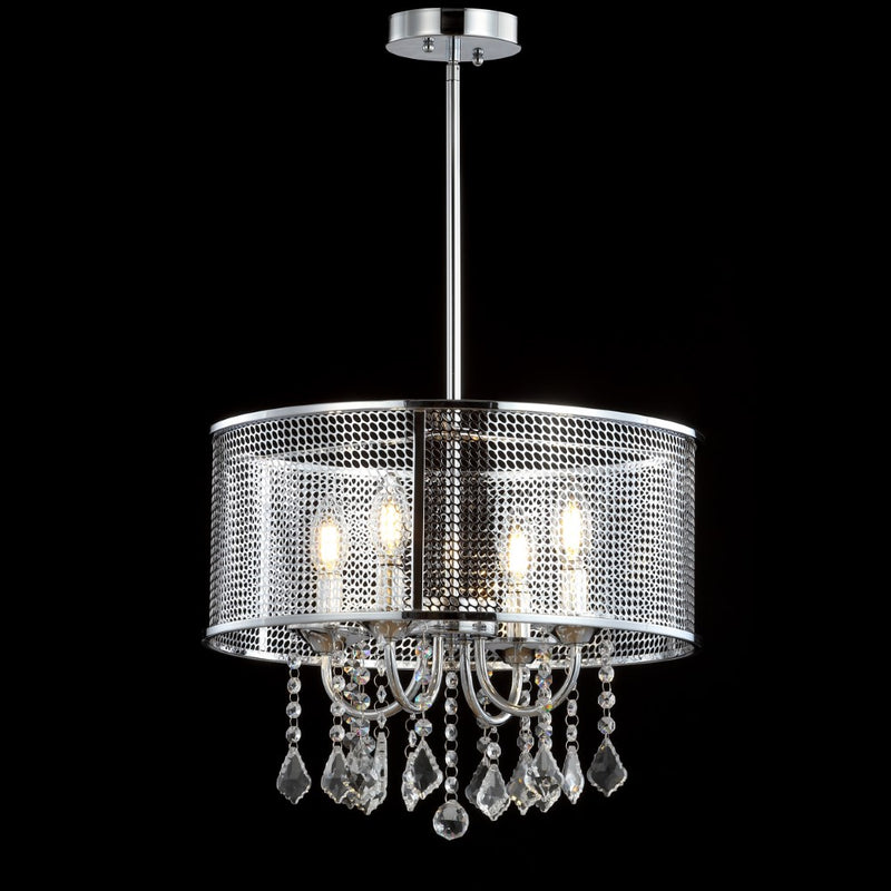 Avah Metal/Crystal Adjustable LED Drop Chandelier - JONATHAN Y