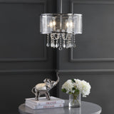 Avah Metal/Crystal Adjustable LED Drop Chandelier - JONATHAN Y