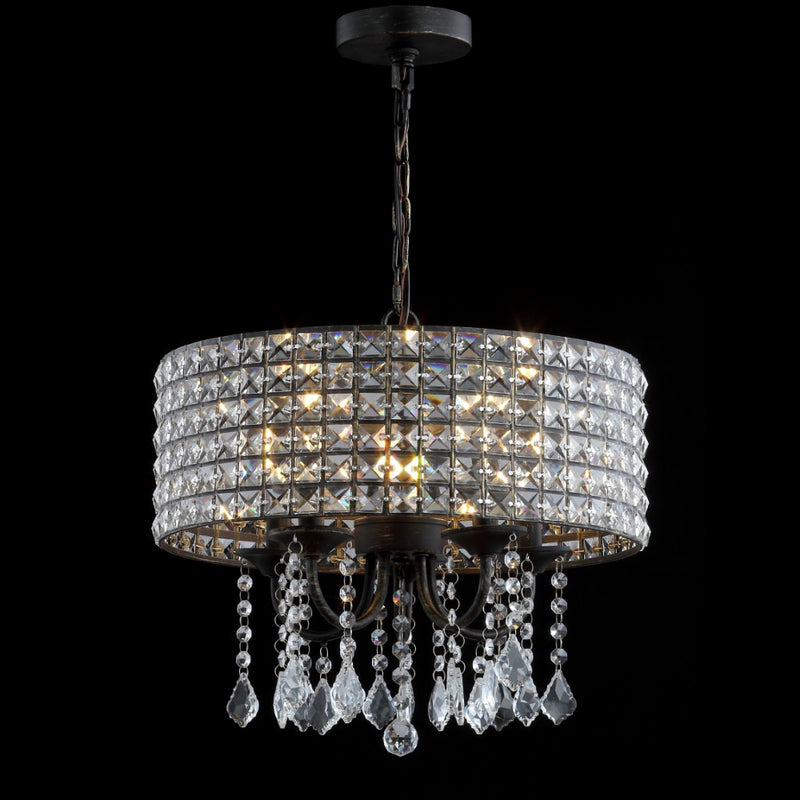 Reese 17" Metal/Crystal Adjustable LED Drop Chandelier - JONATHAN Y