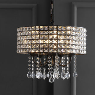 Reese 17" Metal/Crystal Adjustable LED Drop Chandelier - JONATHAN Y