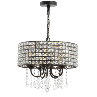 Reese 17" Metal/Crystal Adjustable LED Drop Chandelier - JONATHAN Y