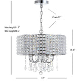 Reese 17" Metal/Crystal Adjustable LED Drop Chandelier - JONATHAN Y