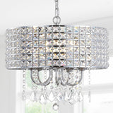 Reese 17" Metal/Crystal Adjustable LED Drop Chandelier - JONATHAN Y