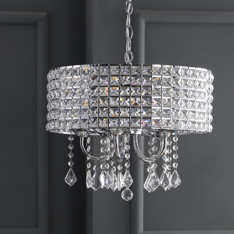Reese 17" Metal/Crystal Adjustable LED Drop Chandelier - JONATHAN Y