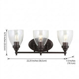 Marais Metal/Glass LED Vanity Oil Rubbed Bronze / 3 Sockets – DIM