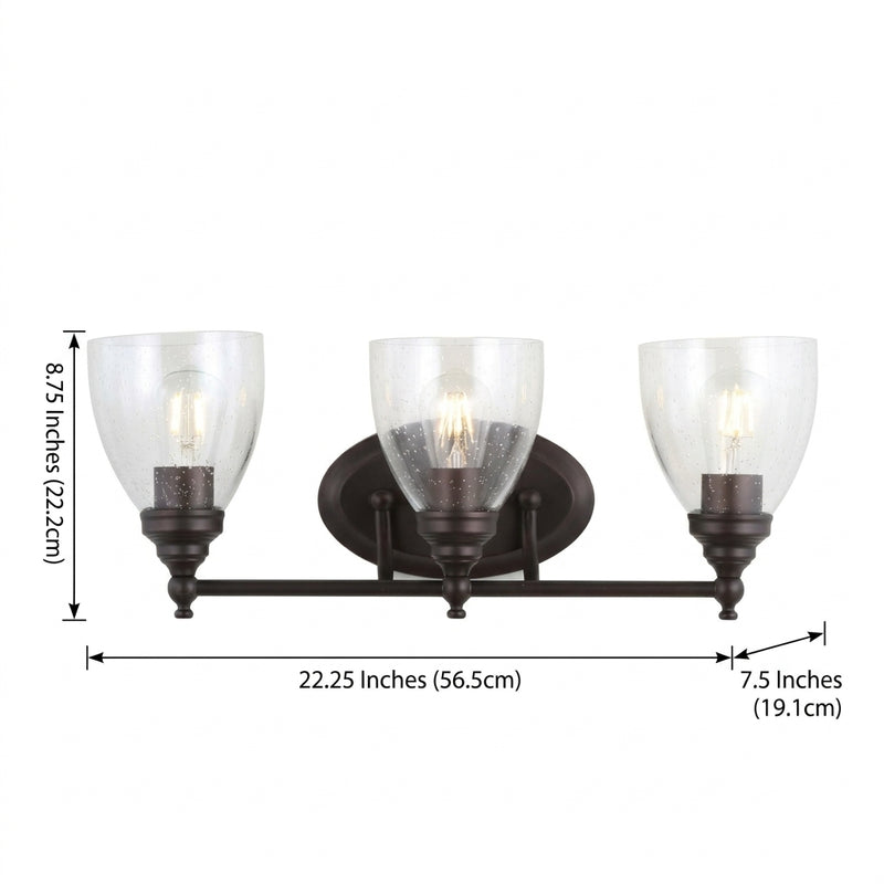 Marais Metal/Glass LED Vanity Oil Rubbed Bronze / 3 Sockets – DIM
