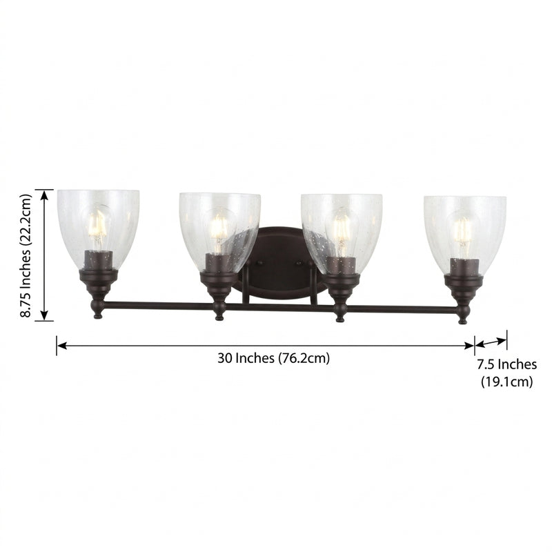 Marais Metal/Glass LED Vanity Oil Rubbed Bronze / 4 Sockets – DIM