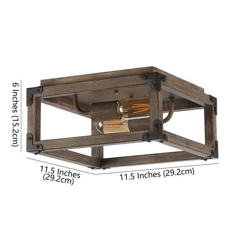 Magnolia 11.5" Iron Rustic Farmhouse LED Flush Mount - JONATHAN Y