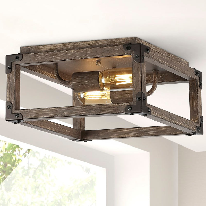 Magnolia 11.5" Iron Rustic Farmhouse LED Flush Mount - JONATHAN Y