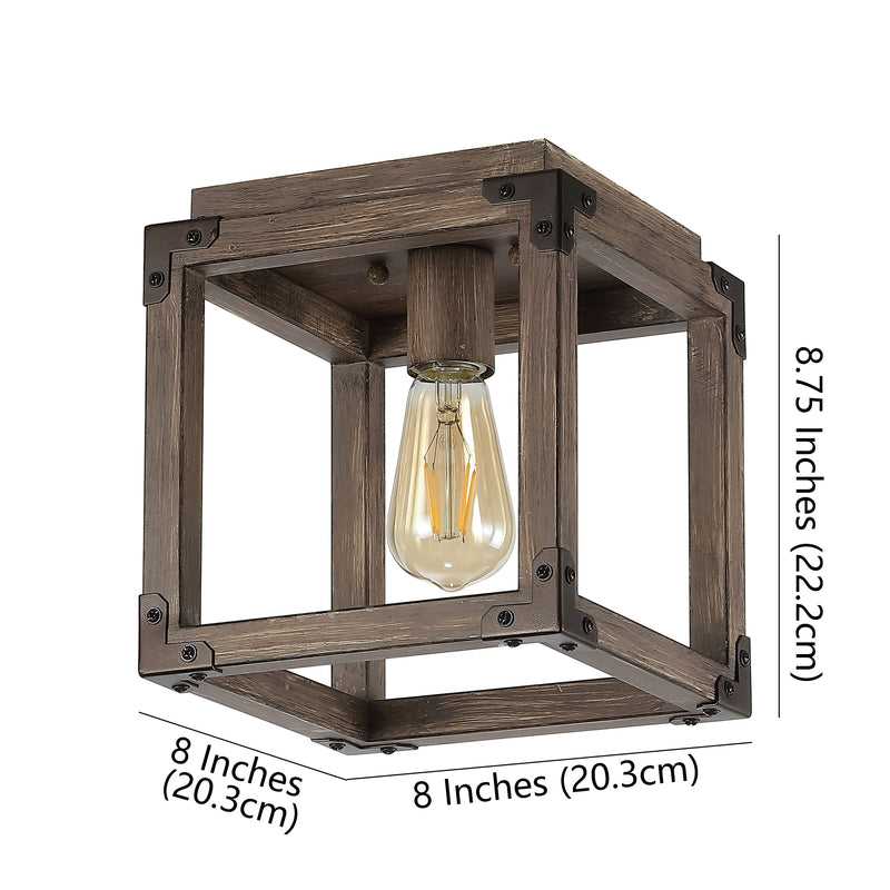 Magnolia 8" Iron Rustic Farmhouse LED Flush Mount - JONATHAN Y