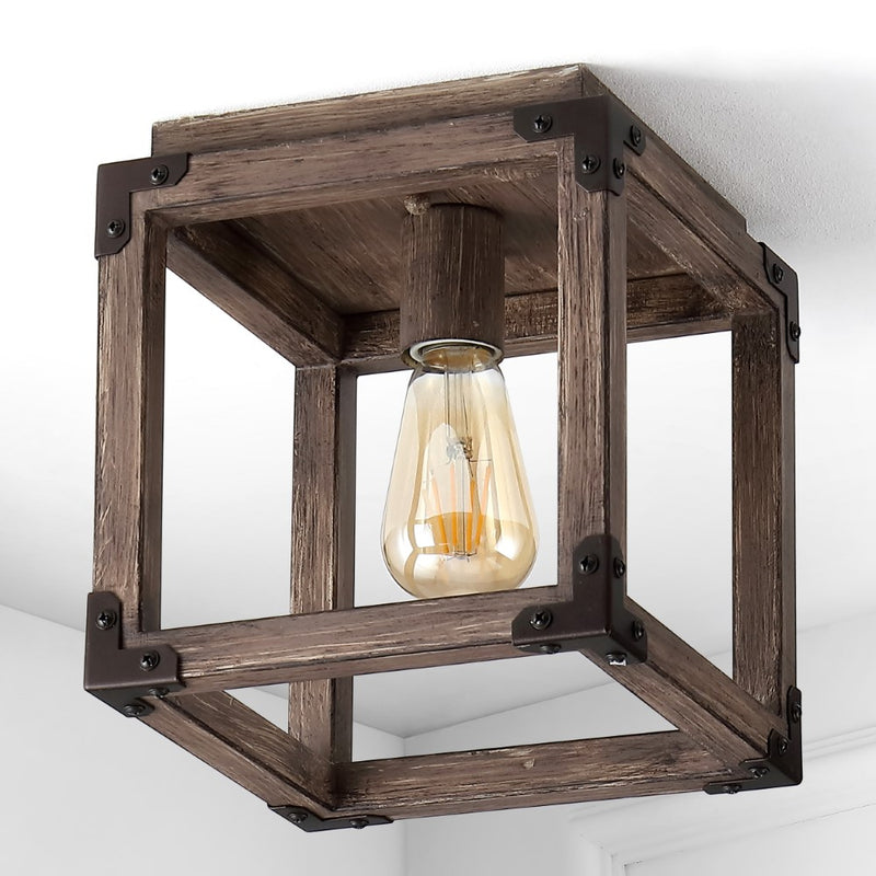 Magnolia 8" Iron Rustic Farmhouse LED Flush Mount - JONATHAN Y