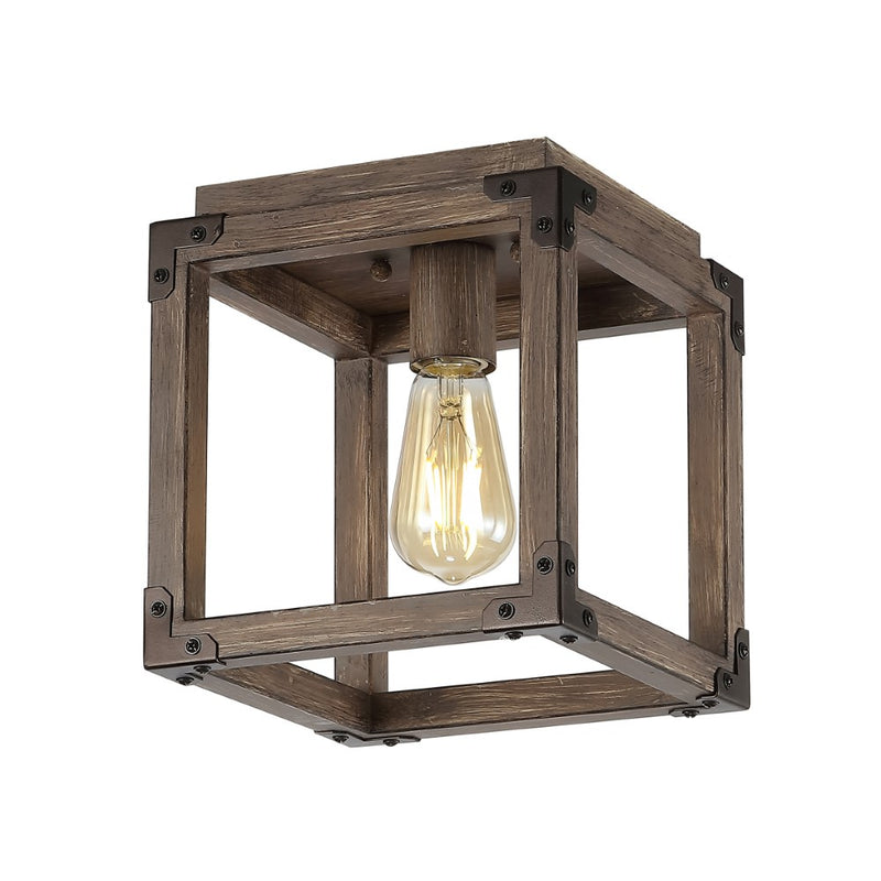 Magnolia 8" Iron Rustic Farmhouse LED Flush Mount - JONATHAN Y
