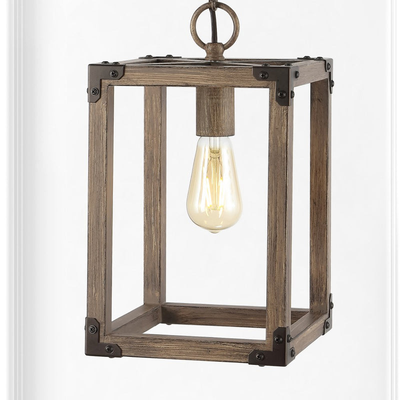 Magnolia 8.13" Adjustable Iron Rustic Farmhouse LED Pendant - JONATHAN Y