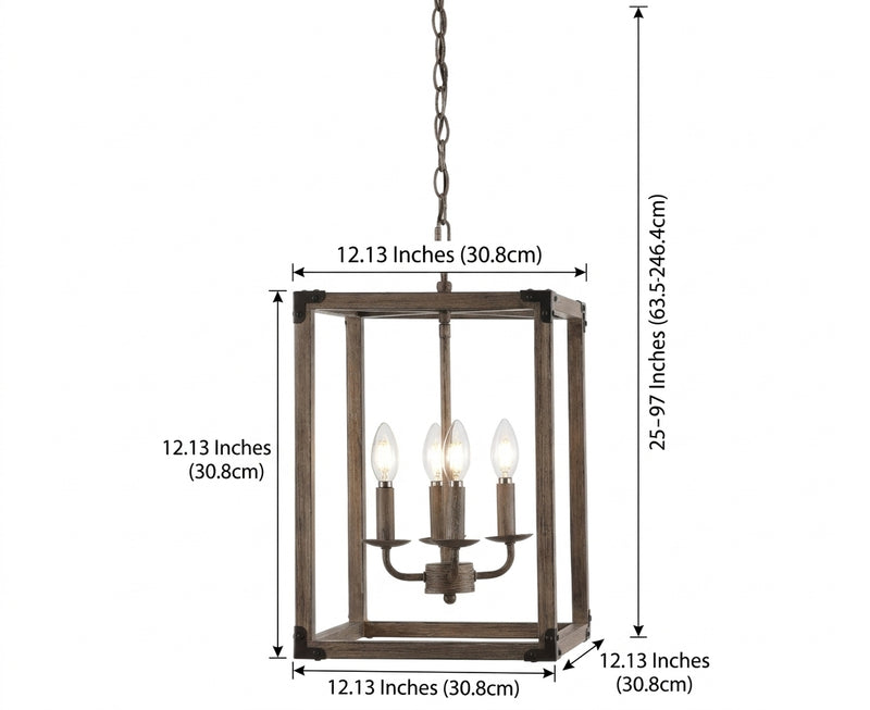 Magnolia Adjustable Iron Rustic Farmhouse LED Pendant Brown / 4 Sockets – DIM